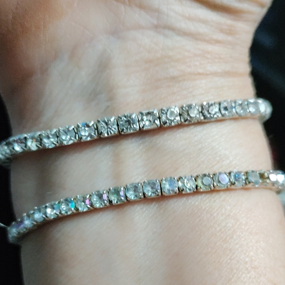 Elegant Silver Crystal Bracelet Set